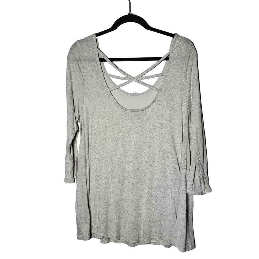 Jennifer Lopez Glacier Silver Embellished Blouse Size 0X Bling New Years NWT - Picture 3 of 12